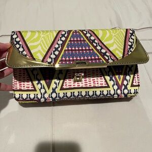 H&M Gold and Multicolor Geometric Clutch